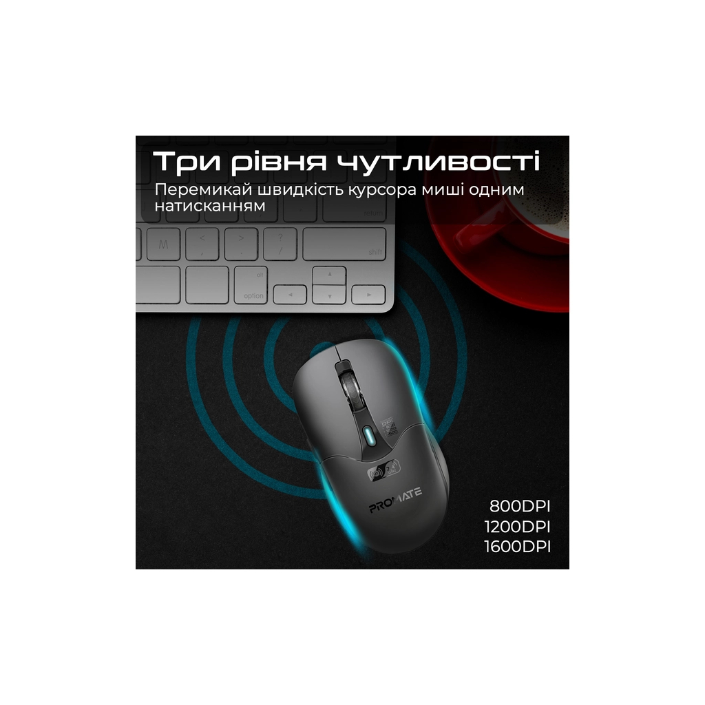 Мишка Promate Samo Wireless/Bluetooth Black (samo.black) - зображення 4