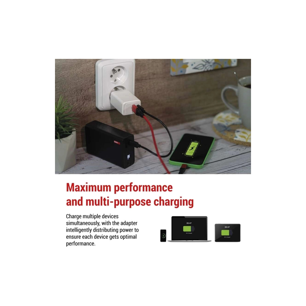 Зарядний пристрій EMOS V04G45 1xUSB-A + 1xUSB-C PD20W GaN (V04G45) - зображення 4