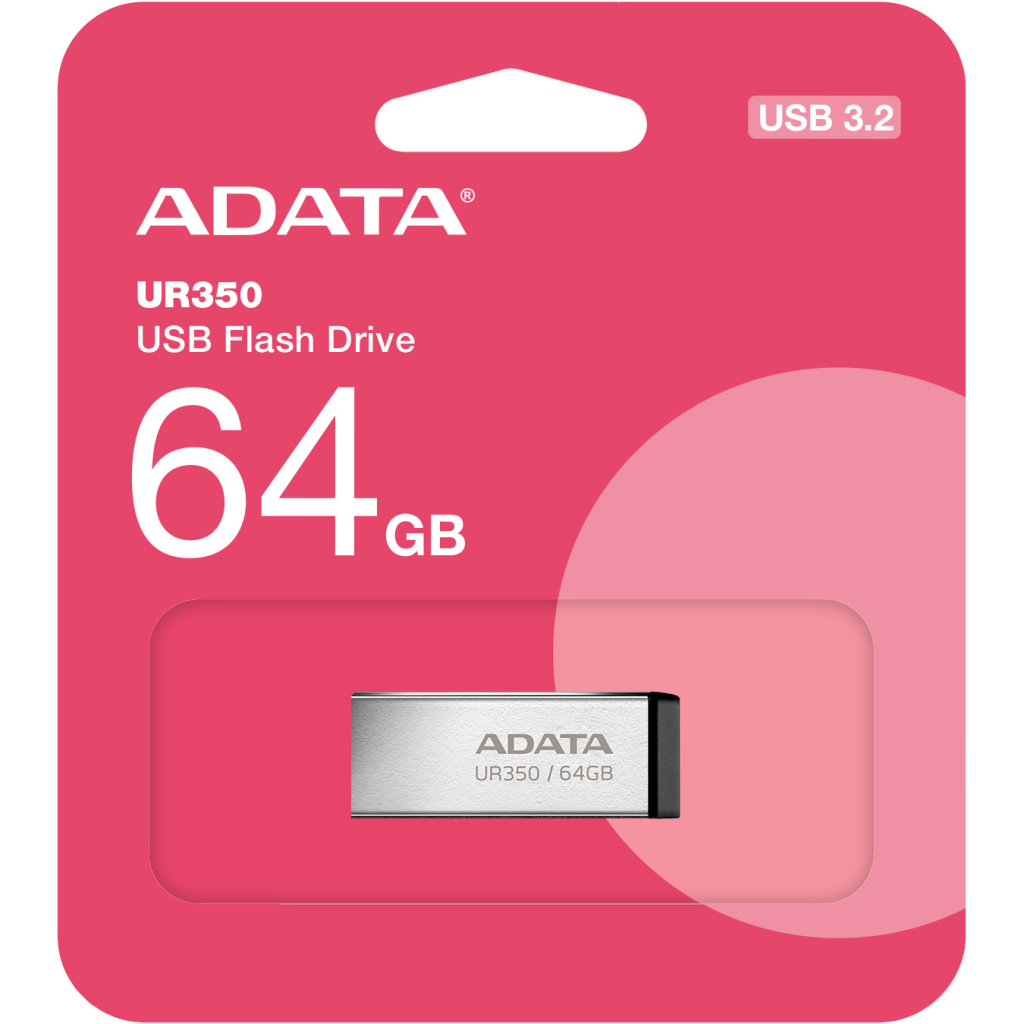 USB флеш накопичувач ADATA 64GB UR350 Silver-Black USB 3.2 (UR350-64G-RSR/BK) - зображення 5