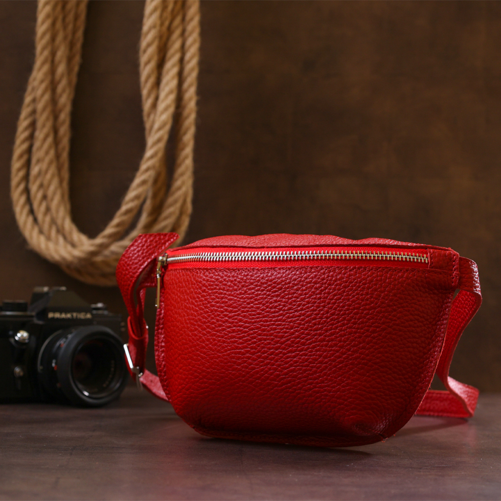 Сумка Shvigel Шкіряна на пояс Червона (16372) - зображення 8