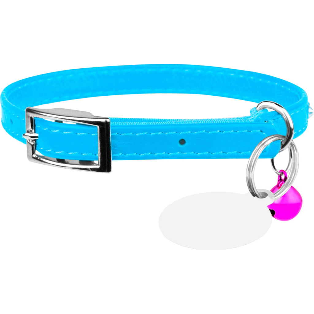 Нашийник для тварин WAUDOG GLAMOUR з резинкою і стразами для кішок (блакитний) (32542) - зображення 1