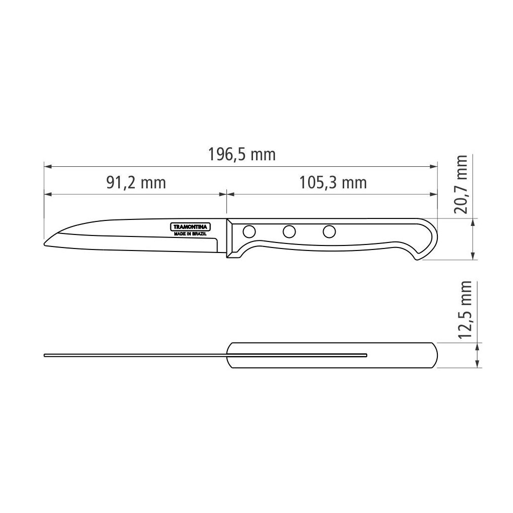 Кухонний ніж Tramontina Polywood Vegetable 76 мм (21121/193) - зображення 3