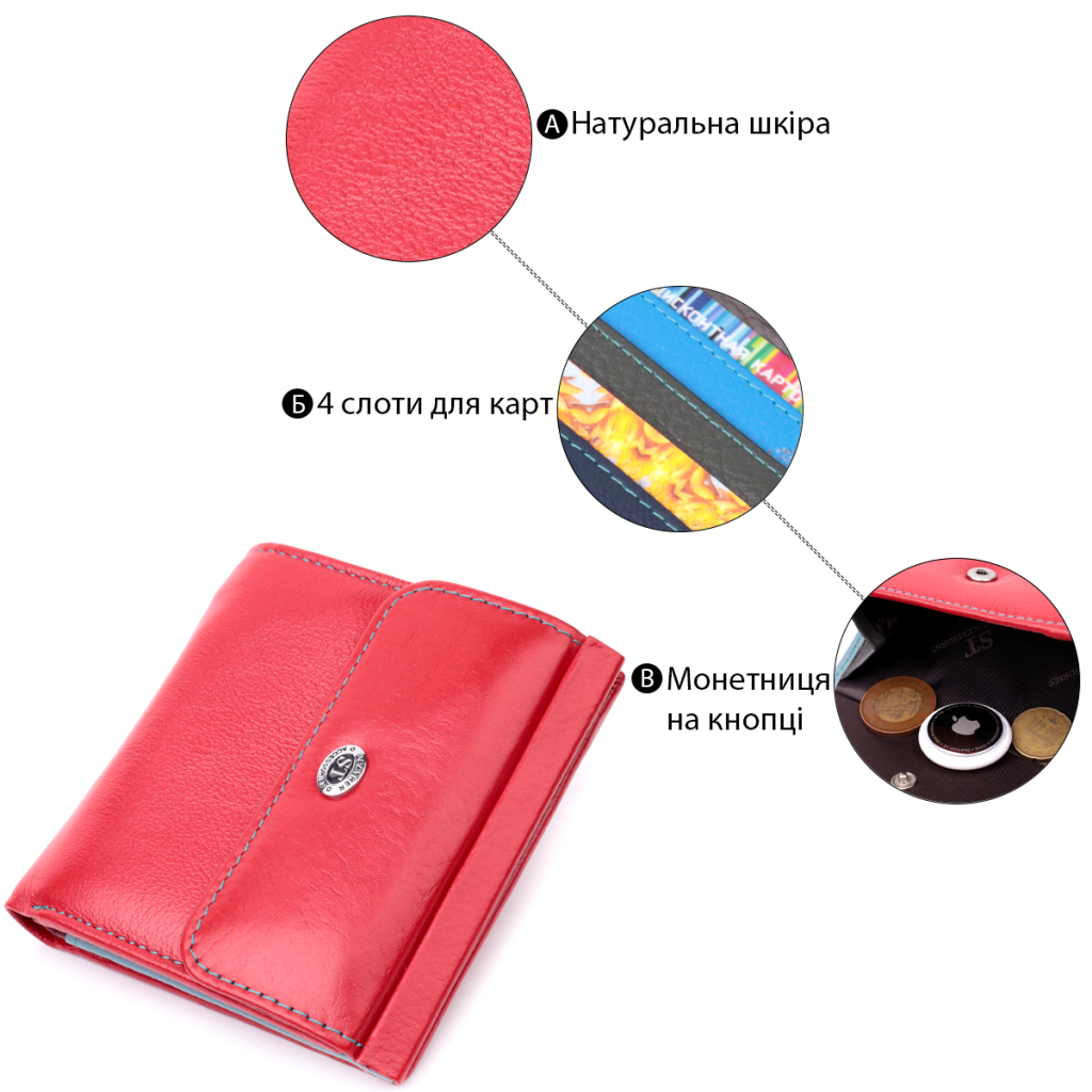 Гаманець ST Leather З натуральної шкіри Червоний (19496) - зображення 4