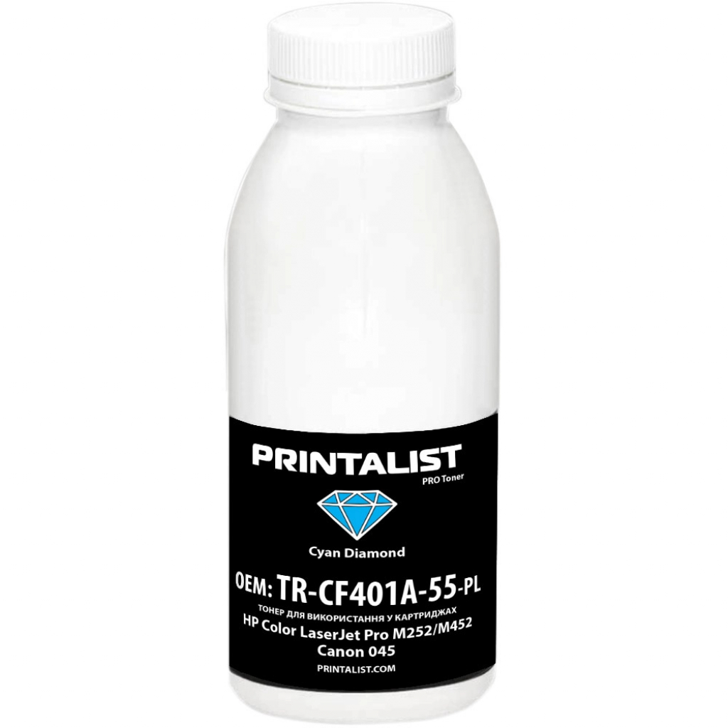 Тонер Printalist HP CLJ Pro M252/M452, Canon 045, 50г Cyan (TR-CF401A-55-PL) - зображення 1
