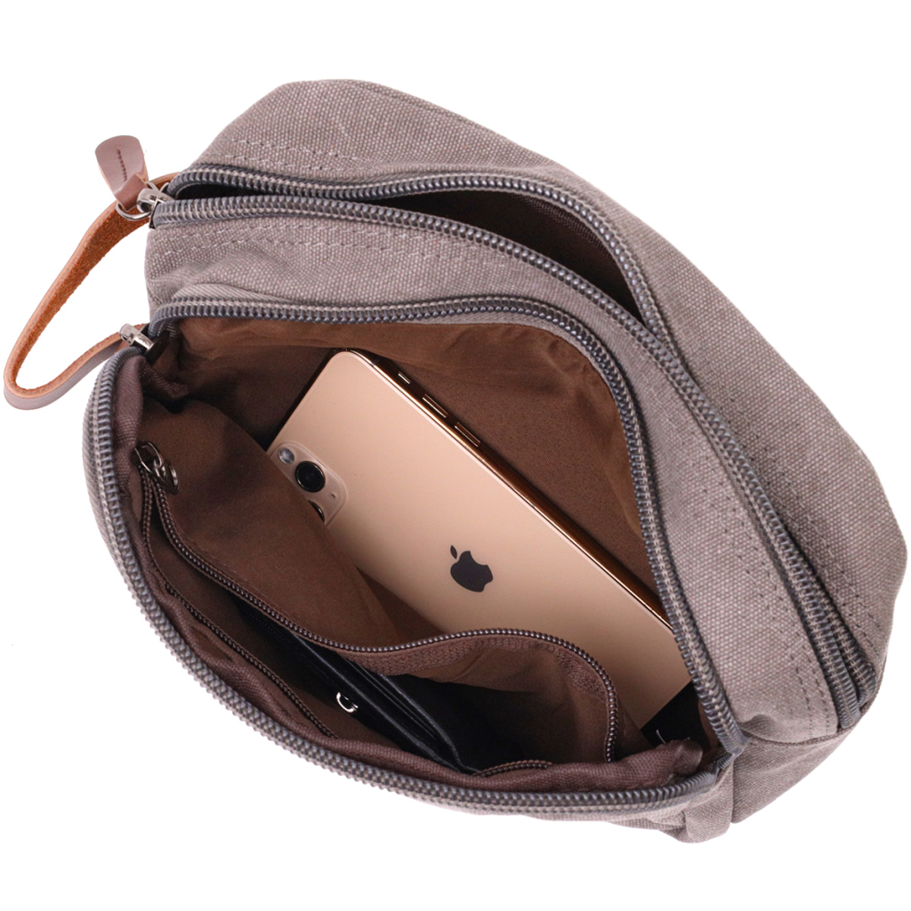 Сумка Vintage На два відділення з текстилю Сіра (22230) - зображення 7