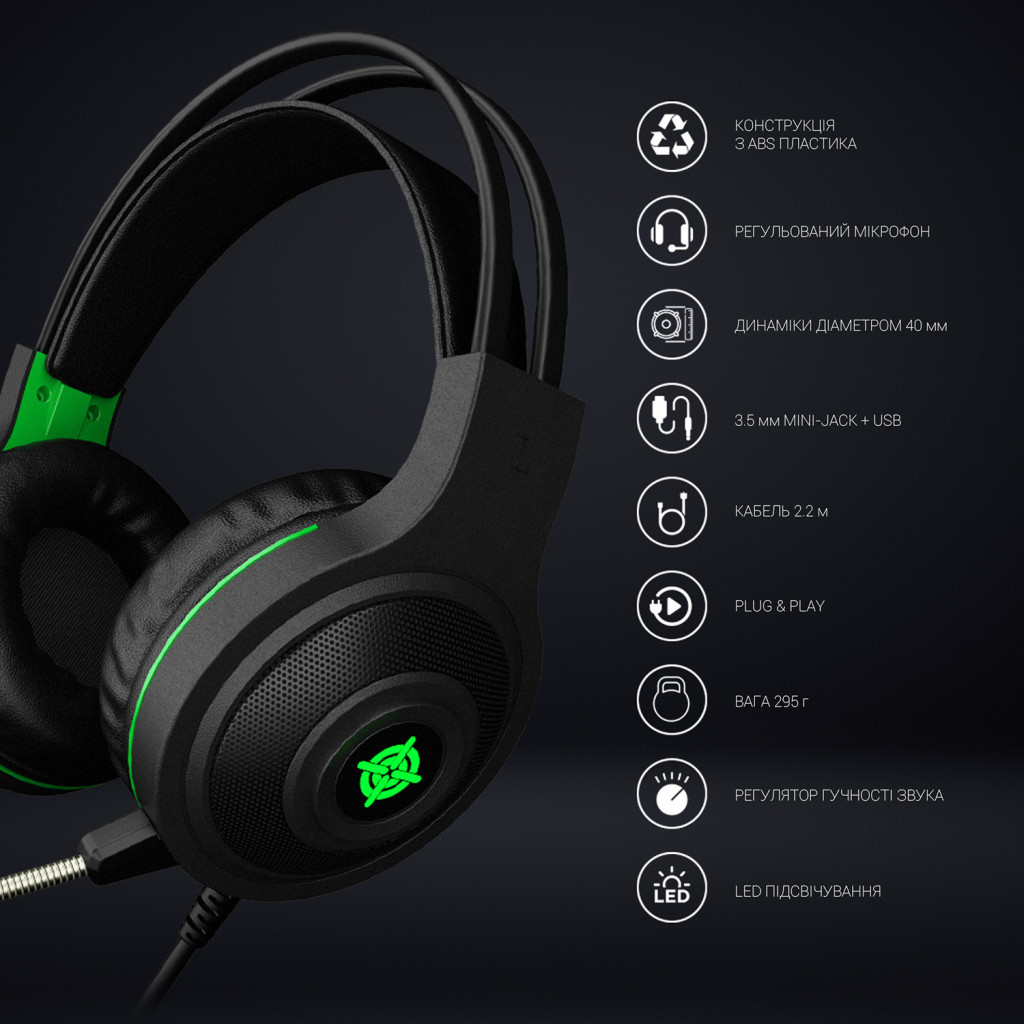 Навушники GamePro Racer HS610G Black-Green (HS610G) - зображення 10