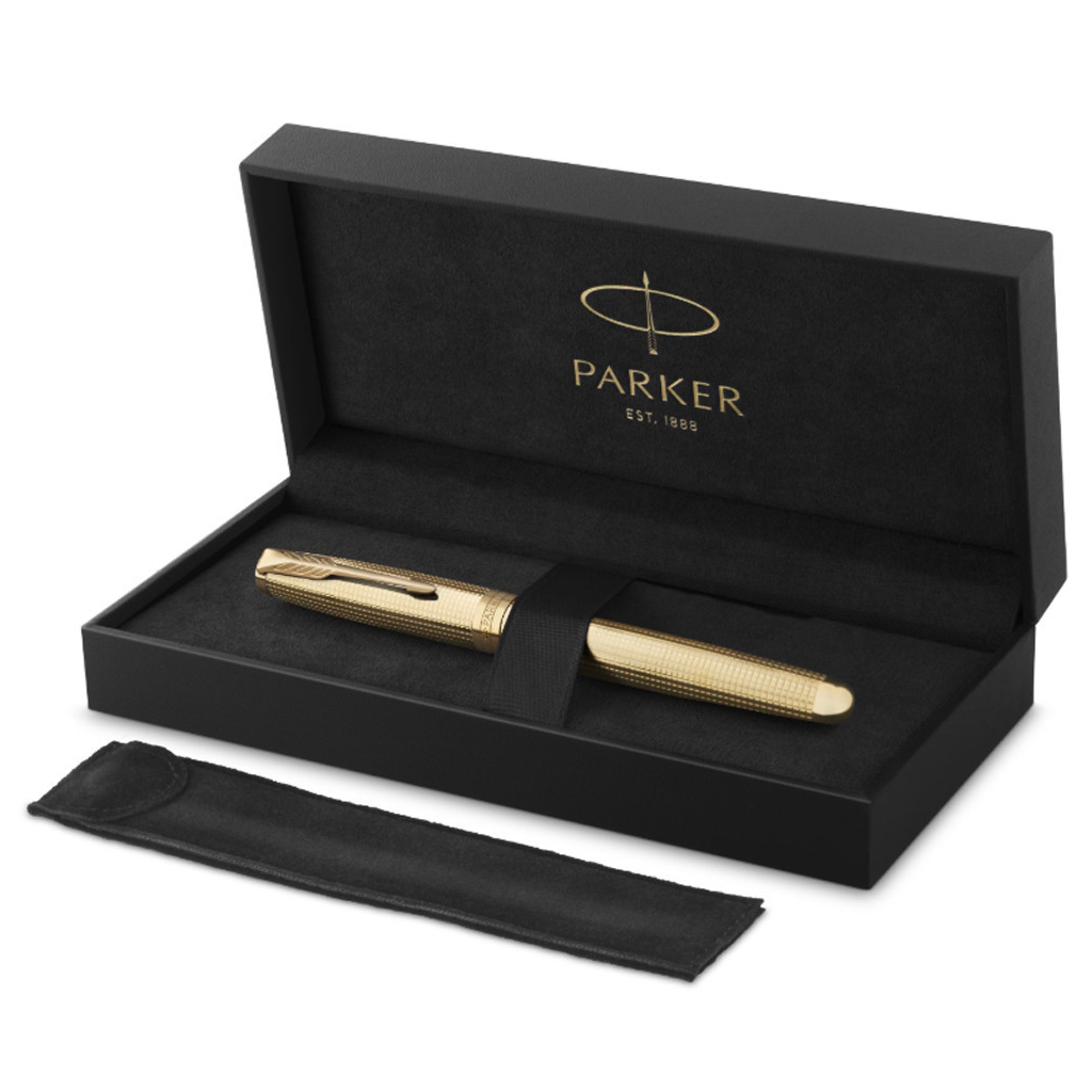 Ручка пір'яна Parker SONNET 17 SE Cisele Gold GT FP18 F + бархатний чохол (68 611) - зображення 6