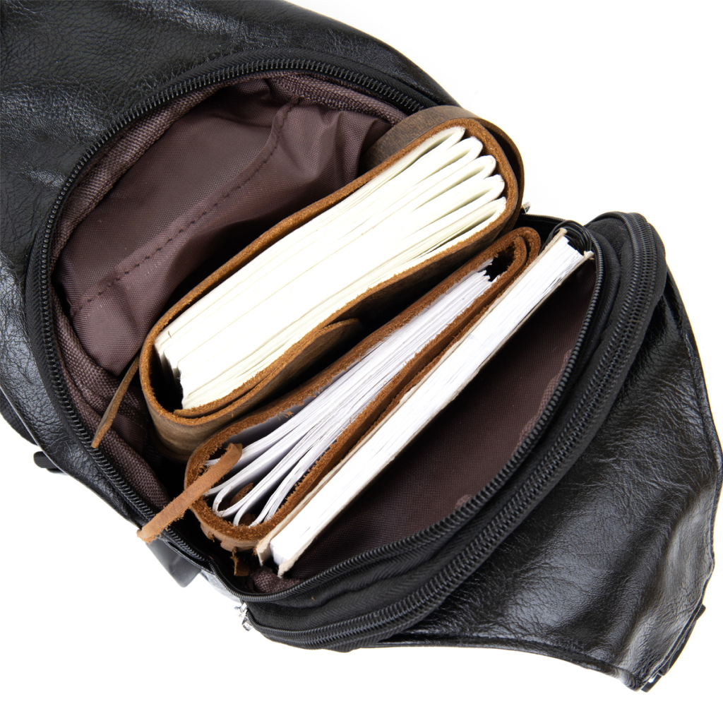 Сумка Vintage Через плече на два відділення шкірзам Чорна (20559) - зображення 4