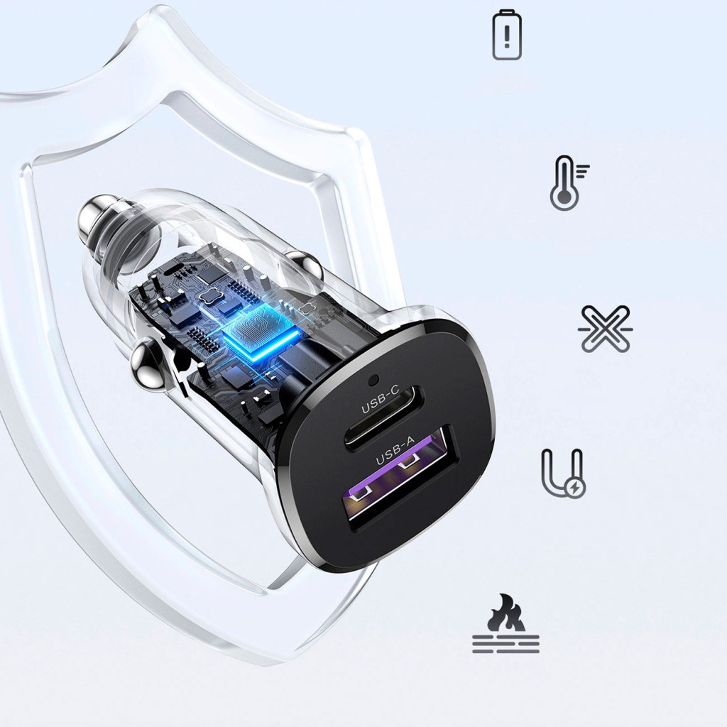 Зарядний пристрій Ugreen 2xUSB 30W (USB-A + USB-C) QC 4.0 Сіра (EC305) (25845) - зображення 4