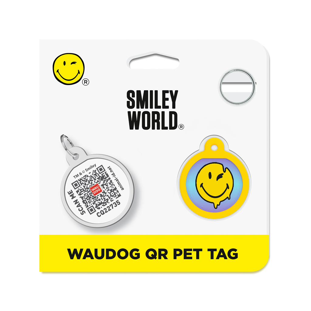 Адресник для тварин WAUDOG Smart ID з QR паспортом "Смайли на блакитному", коло 25 мм (225-0182) - изображение 5