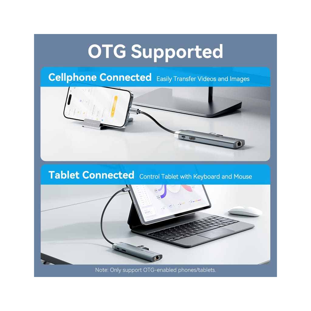 Концентратор VENTION USB-C 7-in-1 USB-C PD + USB 3.2 + USB 3.0 + USB 2.0 + RJ45 + SD/TF + HDMI 0.15m (TGUHB) - зображення 10