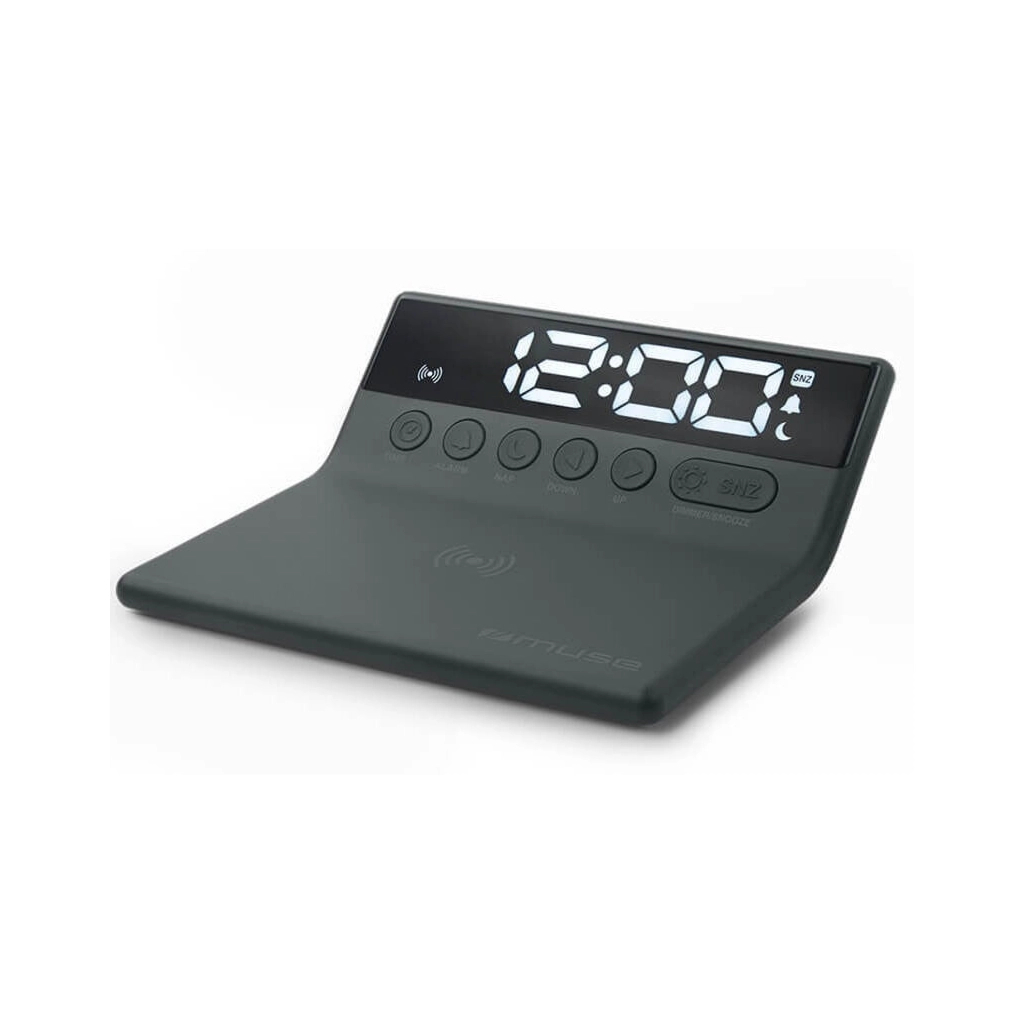 Настільний годинник Muse з бездротовою зарядкою телефону (M-168 WI) - зображення 2