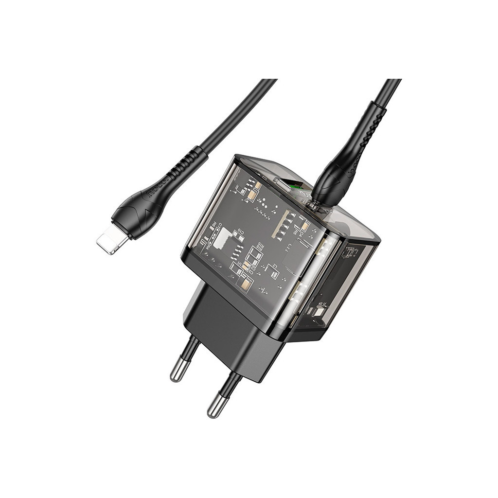 Зарядний пристрій HOCO N34 Dazzling dual-port Black (6931474799173) - зображення 4