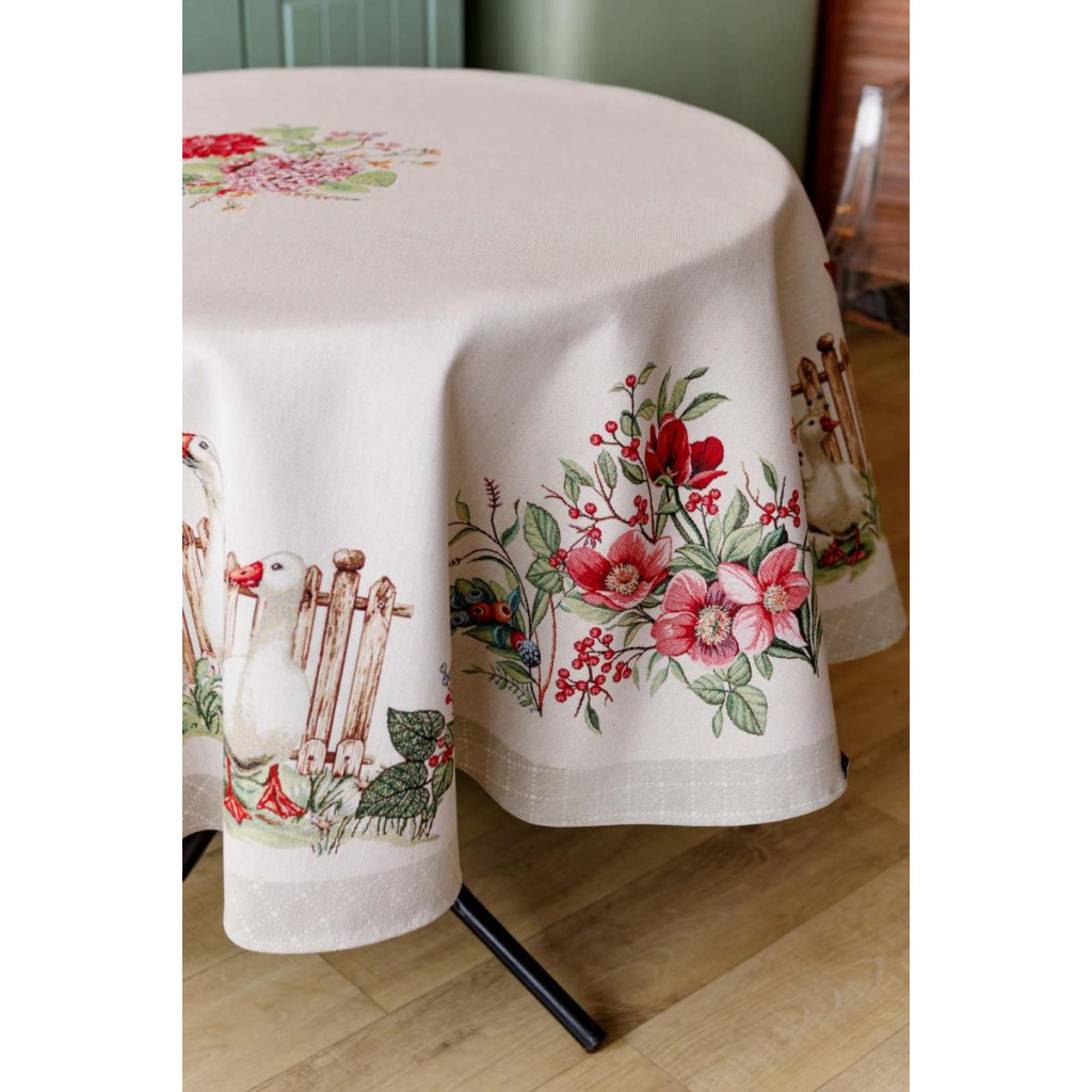 Скатертина Прованс гобеленова Гуси D-136 см (034129) - зображення 4
