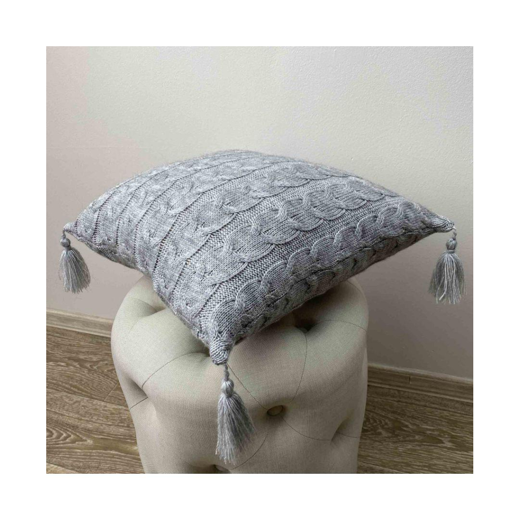 Наволочка Прованс декоративна в'язана Глорiя коси Сiра 45х45 (022015) - изображение 2