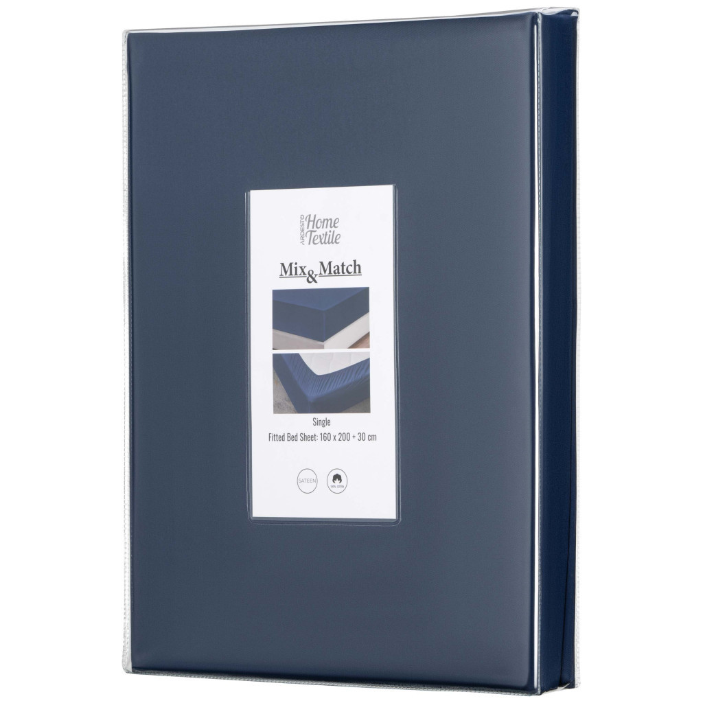 Простирадло Ardesto на резинці Mix&Match, 100% бавовна, сатин синій 180х200+30 см (ART1820FSN) - зображення 3