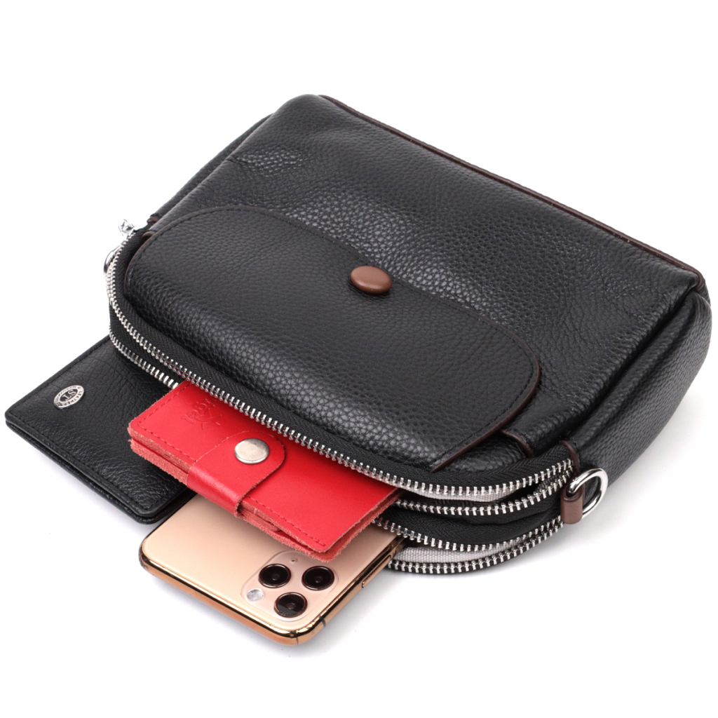 Сумка Vintage Шкіряна маленька Чорна (22324) - зображення 9