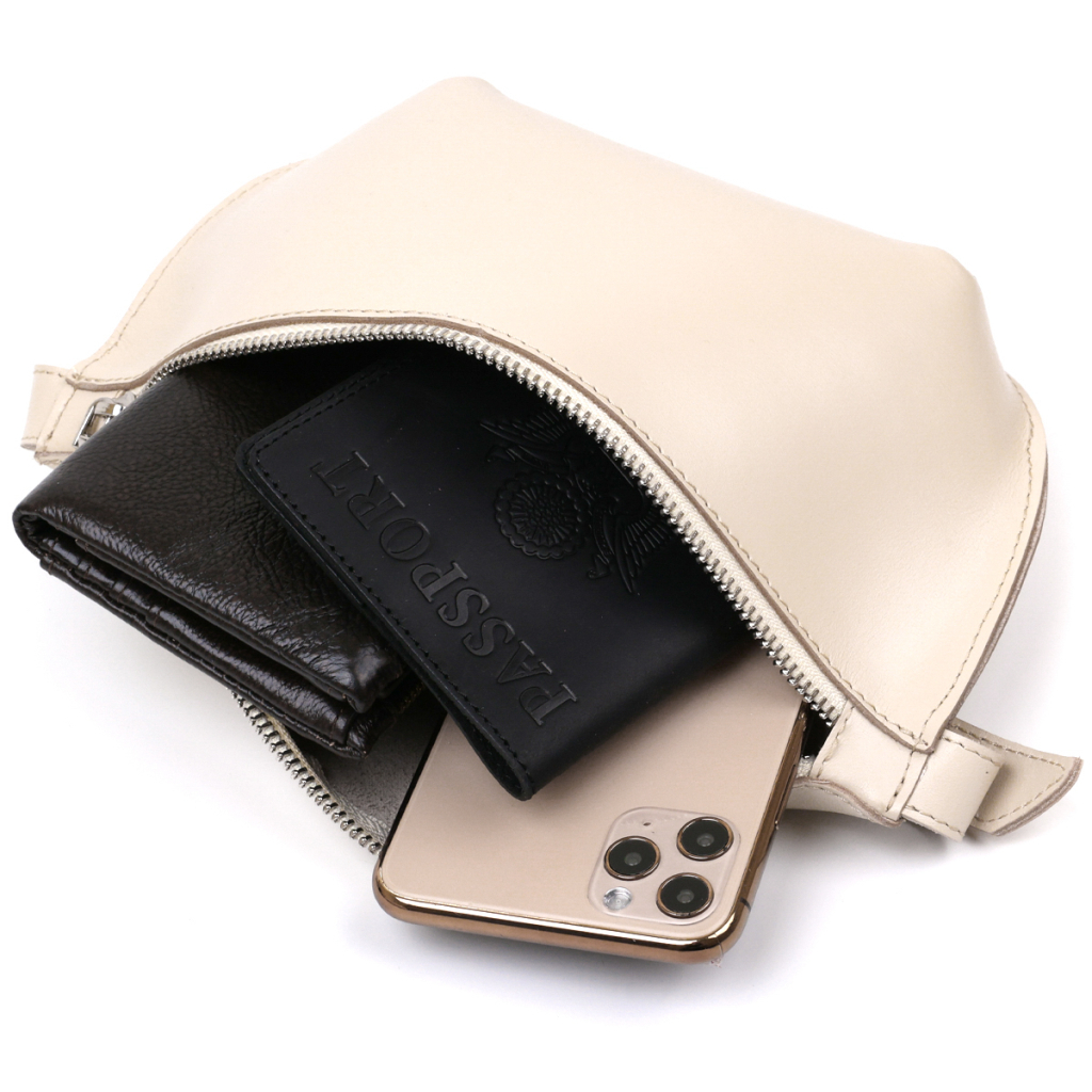 Сумка Shvigel Бананка з натуральної шкіри Бежева (16391) - зображення 5