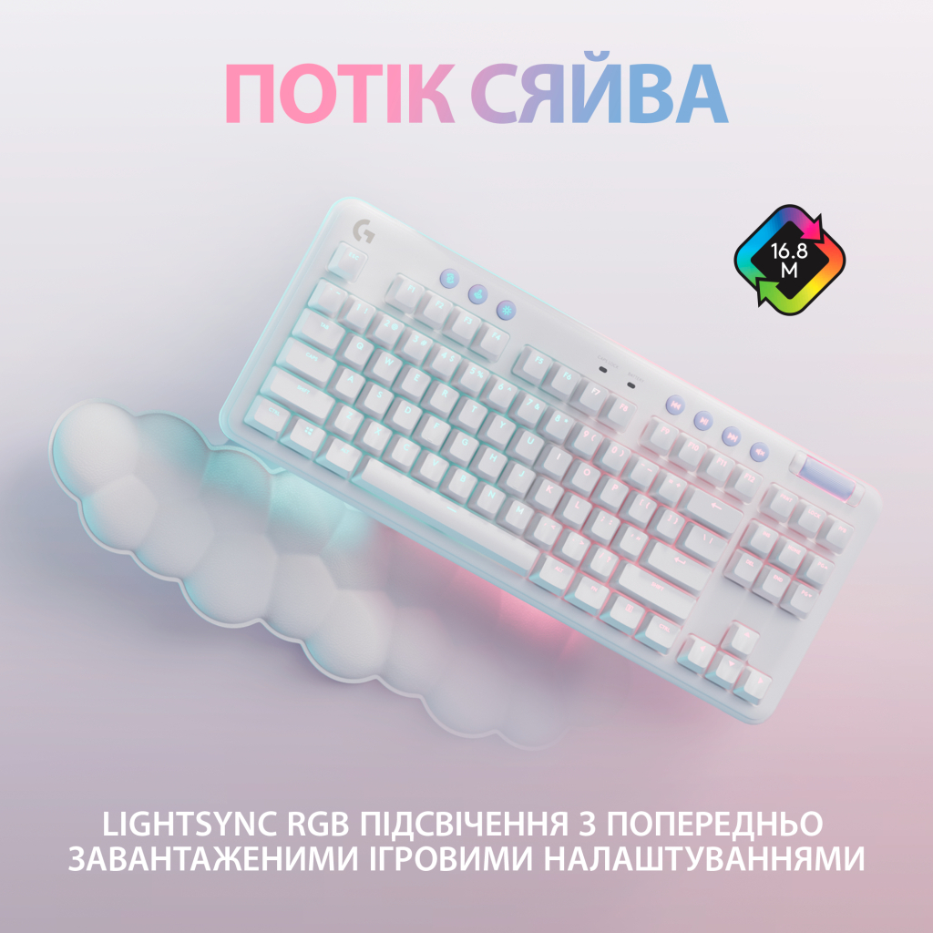 Клавіатура Logitech G715 Aurora Wireless Gaming GX Brown Lightspeed/Bluetooth UA Off-White (920-010465) - зображення 4