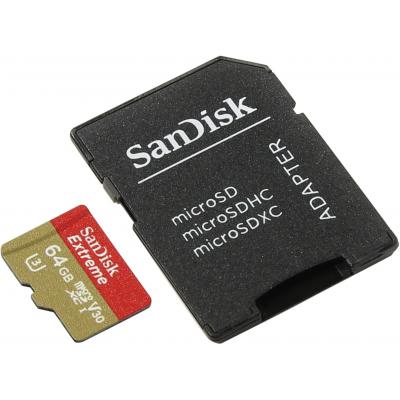 Карта пам'яті SanDisk 64GB microSD class 10 V30 A1 UHS-I U3 4K Extreme Action (SDSQXAF-064G-GN6AA) - зображення 2