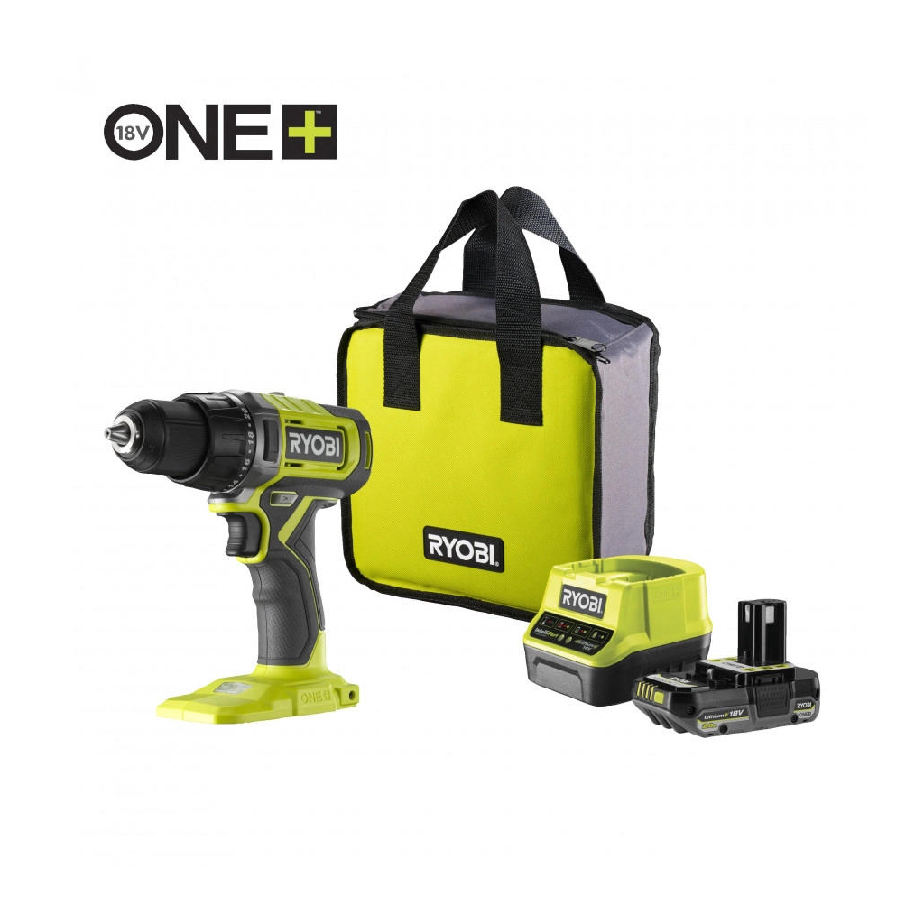 Шуруповерт Ryobi ONE+ RDD18-1C20S 18V, 1х2Ah, 52Нм, 450/1750об/хв, сумка (5133005519) - зображення 1