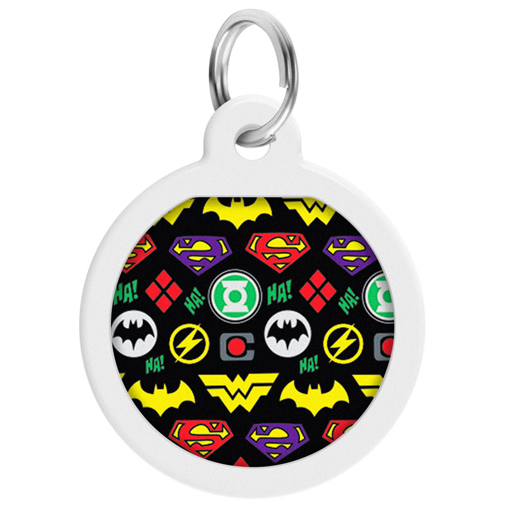 Адресник для тварин WAUDOG Smart ID з QR паспортом "Супергерої логоманія", круг 25 мм (0625-1014ru-eng) - зображення 1