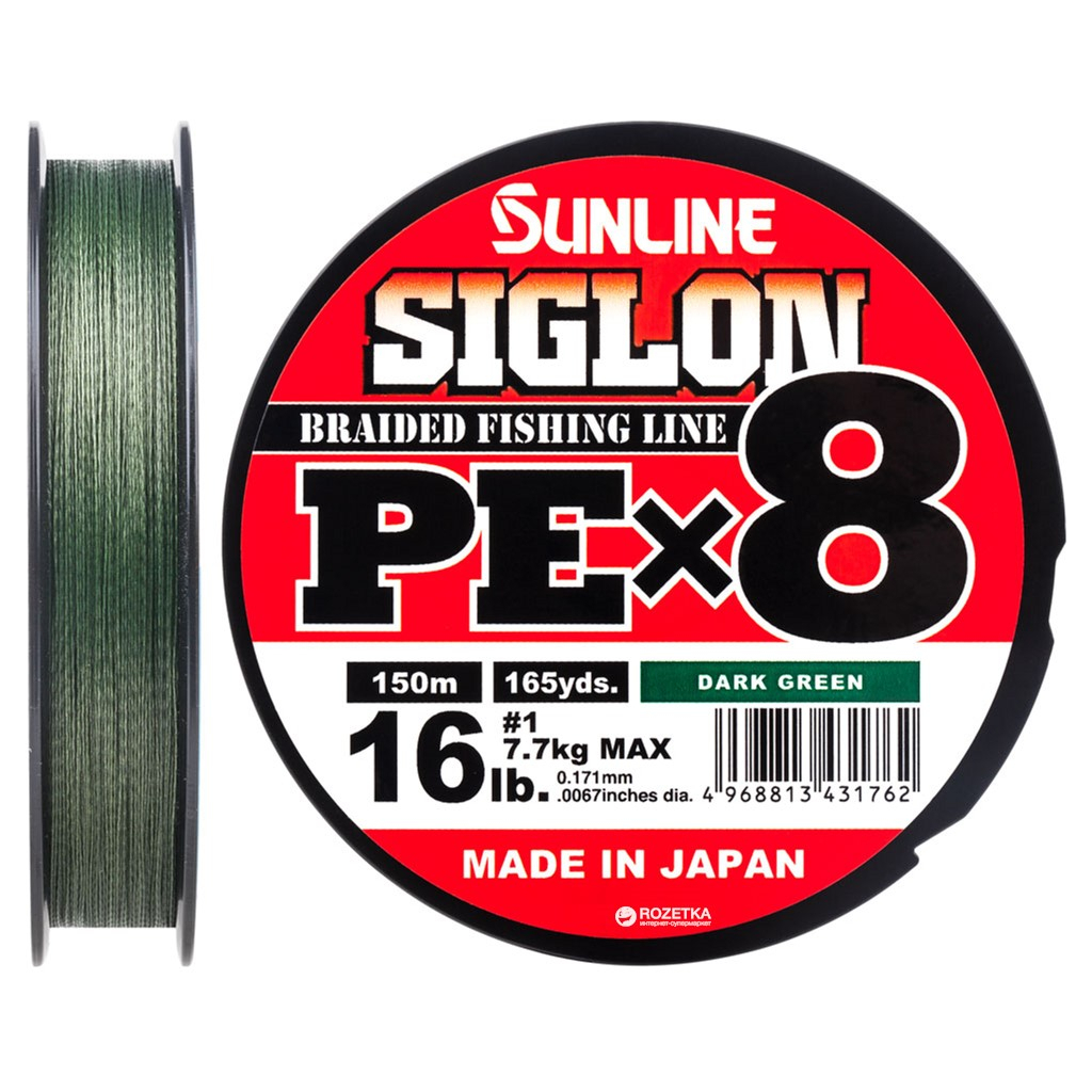 Шнур Sunline Siglon PE х8 150m 1.0/0.171mm 16lb/7.7kg Dark Green (1658.09.77) - зображення 1