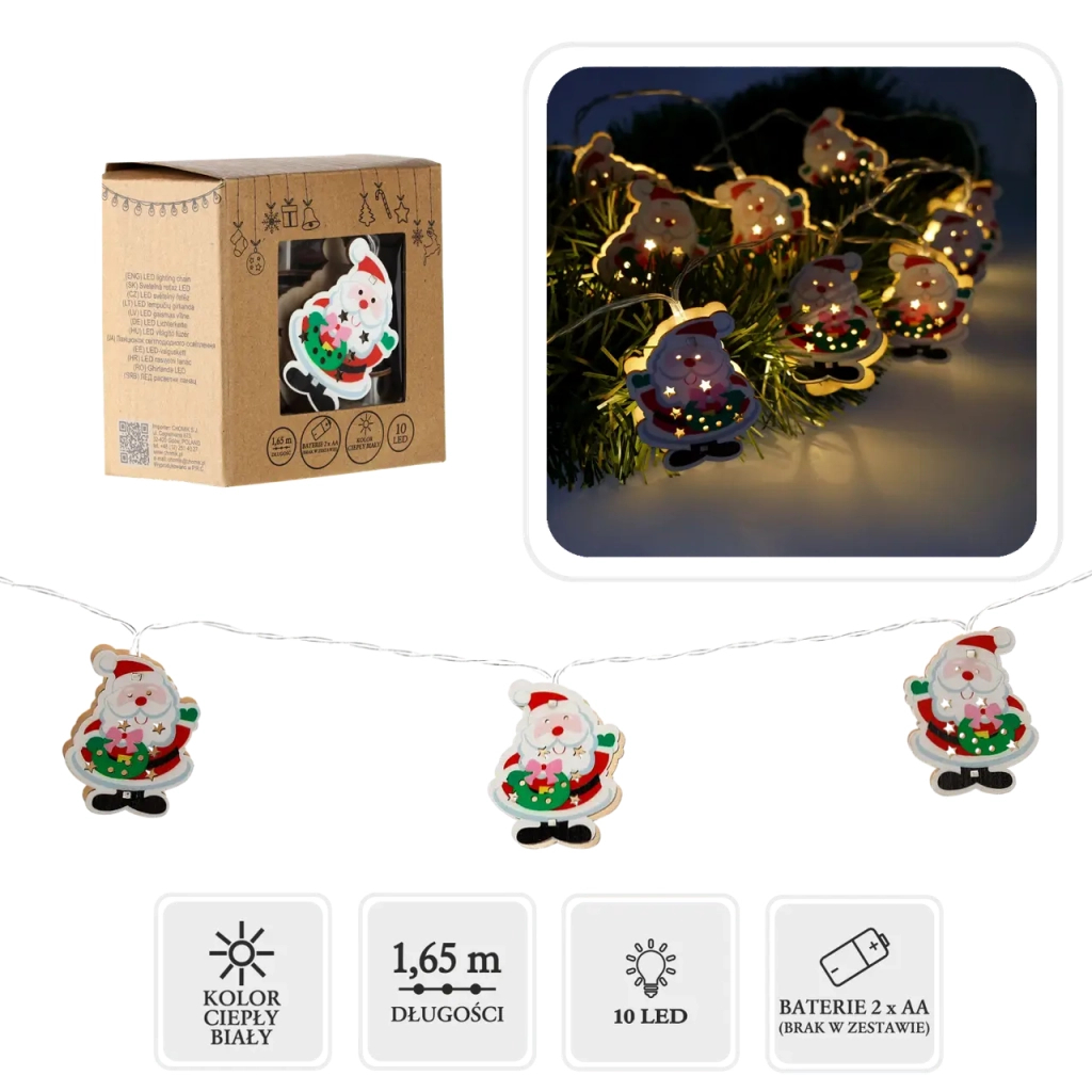 Гірлянда Chomik Санта Клаус 1.65 м 10 LED Теплий білий (5900779854086) - зображення 7
