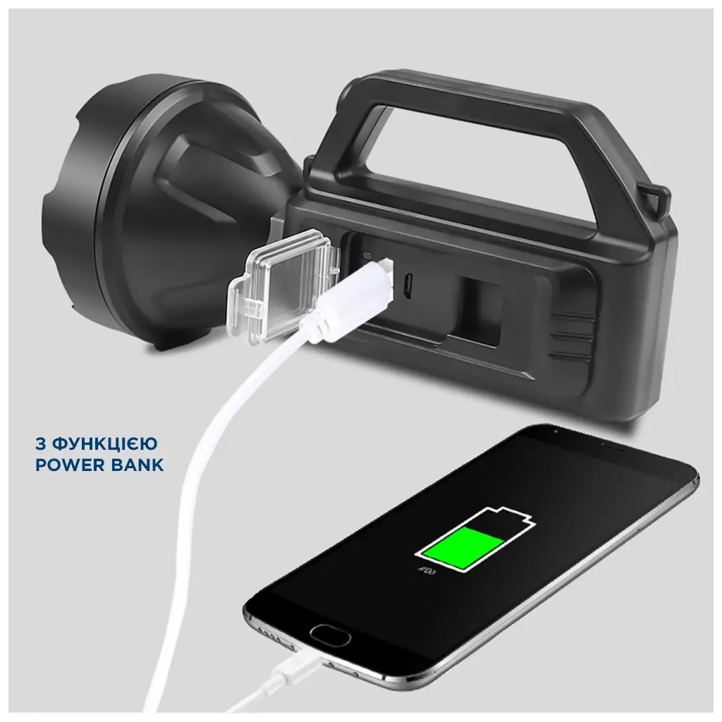 Ліхтар Quantum Tracker 3W LED+COB з функцією Power Bank (QM-FL1063) - зображення 4
