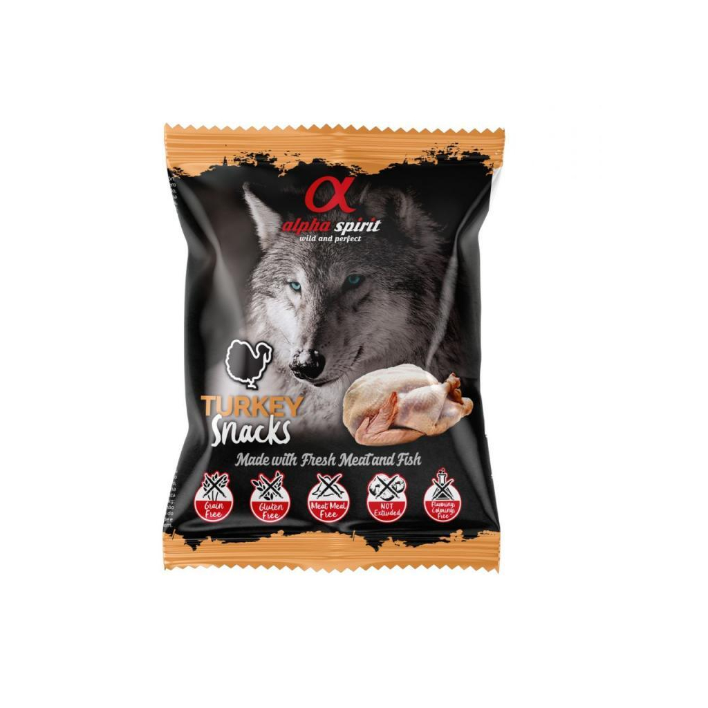 Ласощі для собак Alpha Spirit DOG Snacks Turkey напіввологі з індички, кубики 50 г (8436586310004) - зображення 1