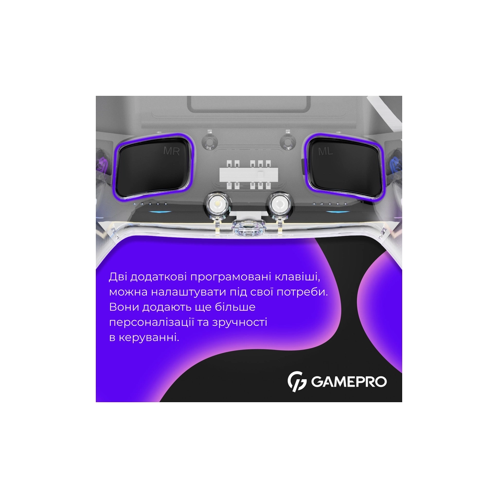 Геймпад GamePro GPS13T BT 5.3/USB/PC/iOS/Android/PS3/PS4 RGB Transparent (GPS13T) - зображення 7