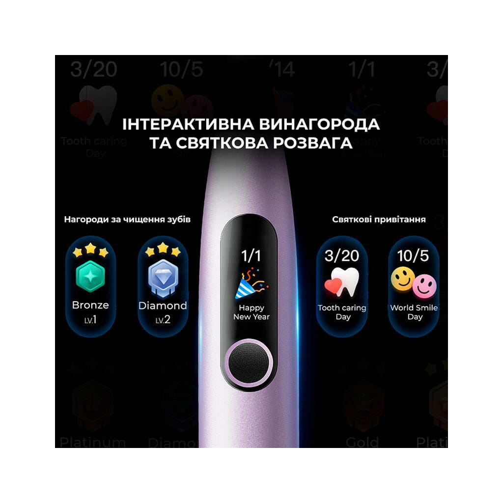 Електрична зубна щітка Oclean X Pro Digital Purple (6970810553475) - зображення 9
