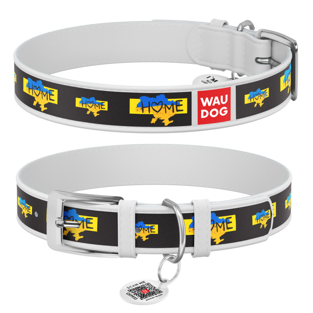 Нашийник для тварин WAUDOG Design з QR паспортом "Дім" L Ш 25 мм Д 38-49 см (білий) (3605-0230-15) - изображение 4