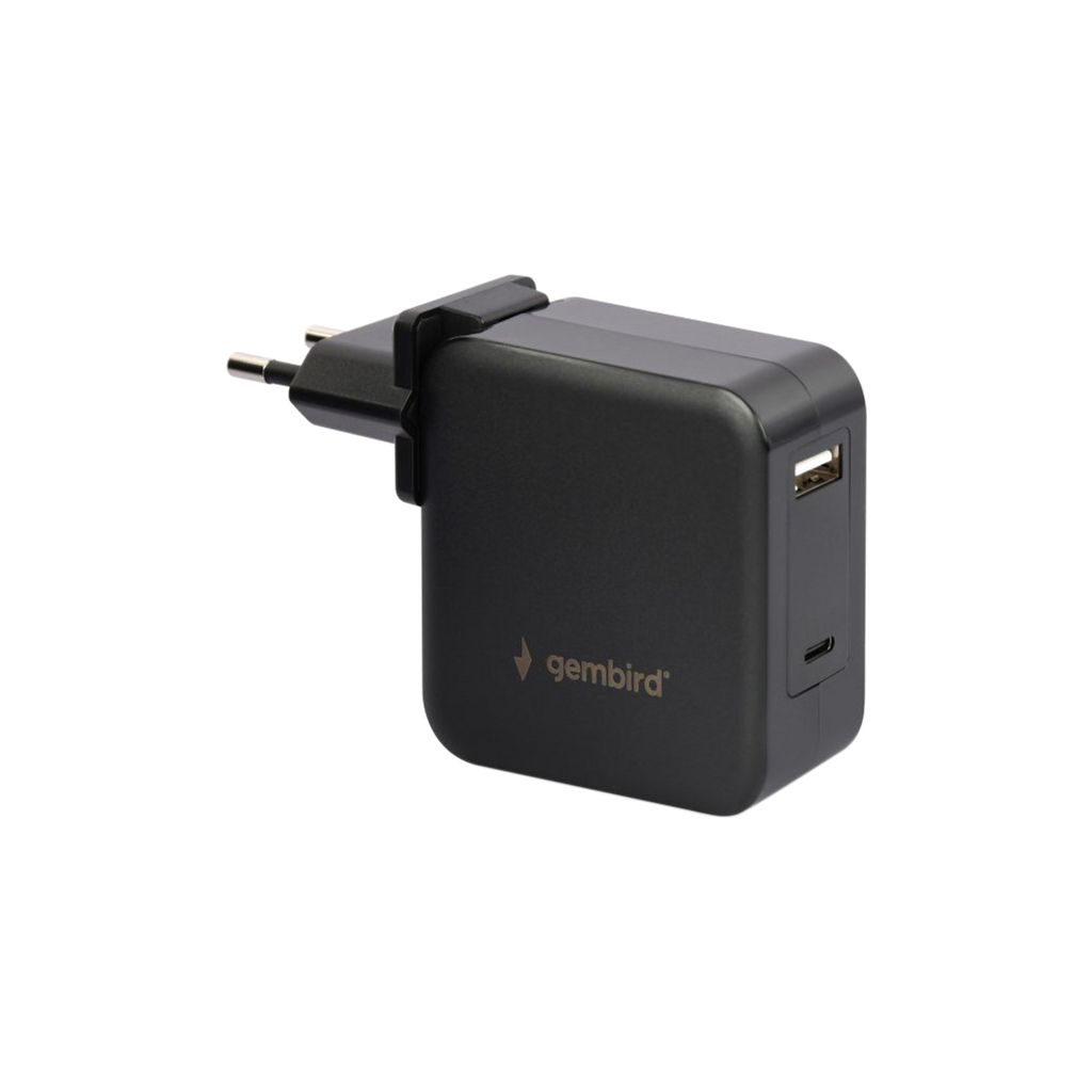 Зарядний пристрій Gembird 60W PD & QC, Type-C, USB-A (NPA-PD60-01) - зображення 1