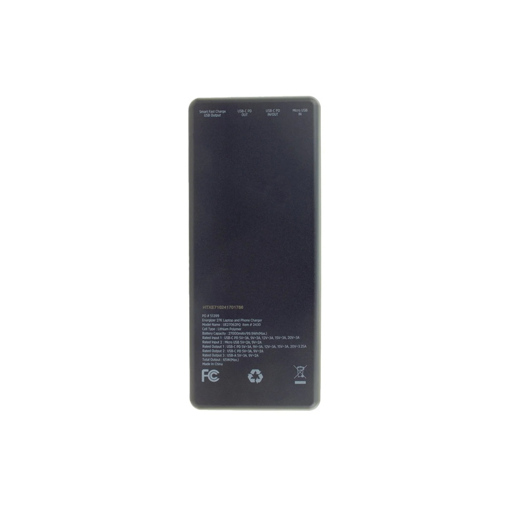 Батарея універсальна Energizer 27000mAh Li-pol PD/65W for laptop, black (UE27062PQ) - зображення 5