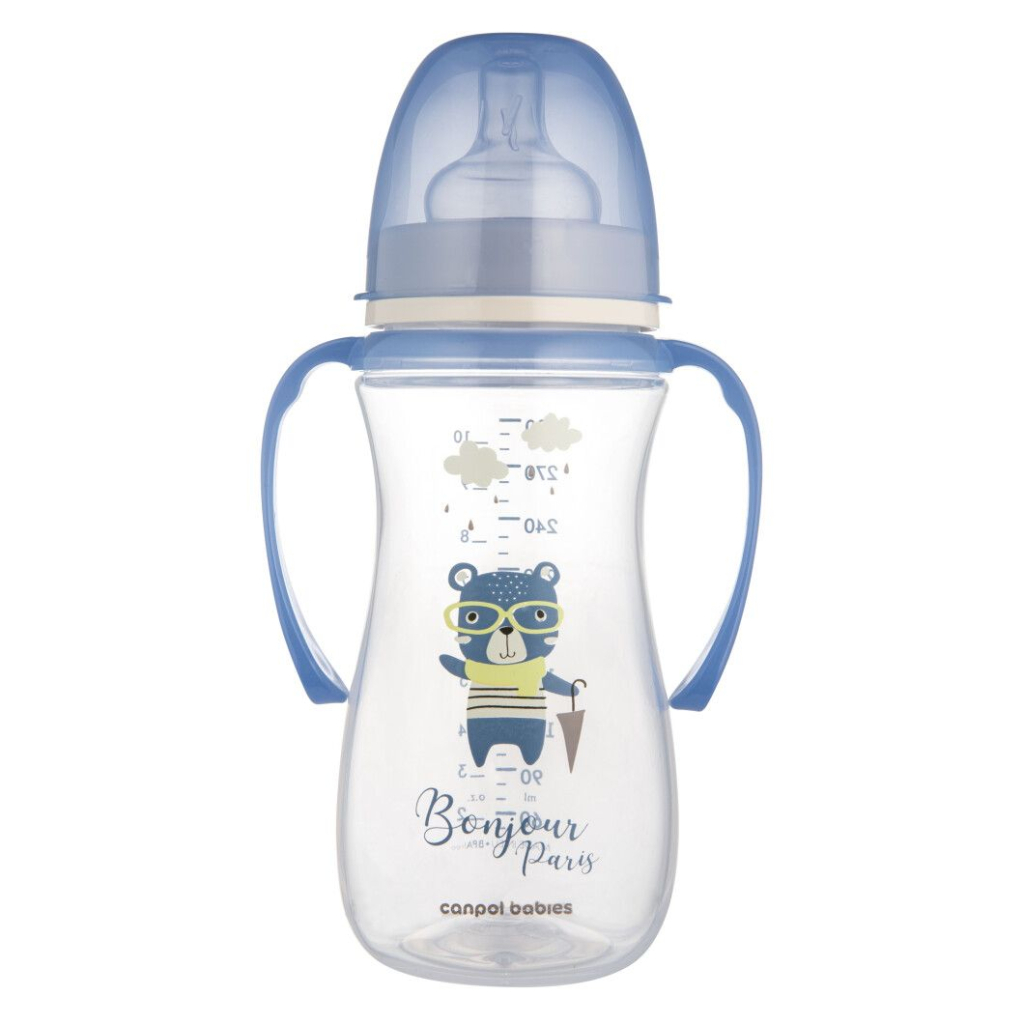 Пляшечка для годування Canpol babies PP Easystart Bonjour Paris антиколікова з широким отвором та ручками 300 мл син (35/241_blu) - зображення 1