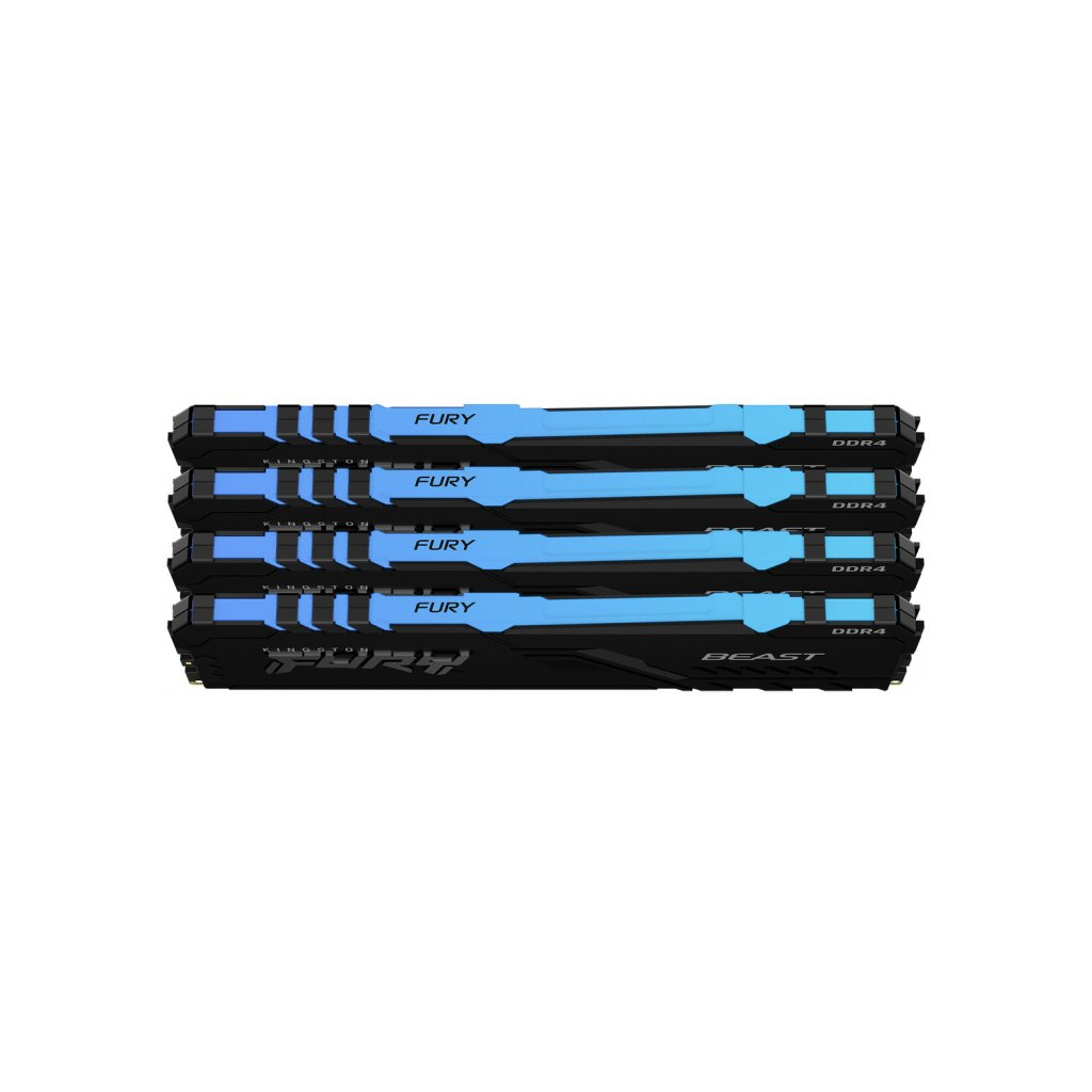 Модуль пам'яті для комп'ютера DDR4 64GB (4x16GB) 3200 MHz Beast RGB Black Kingston Fury (ex.HyperX) (KF432C16BB1AK4/64) - зображення 2