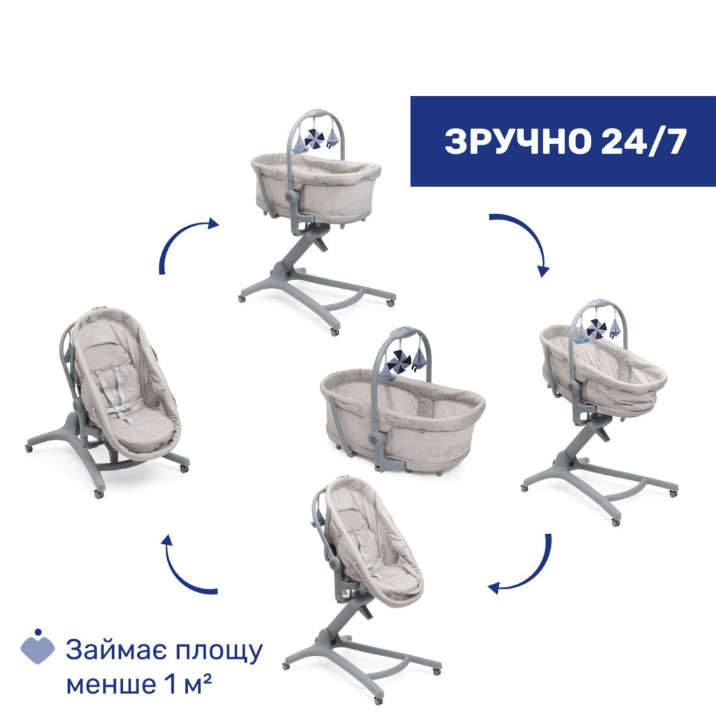 Ліжечко Chicco Колиска для новонародженого 5 в 1 Baby Hug Pro, бежевий (87076.96) - зображення 2