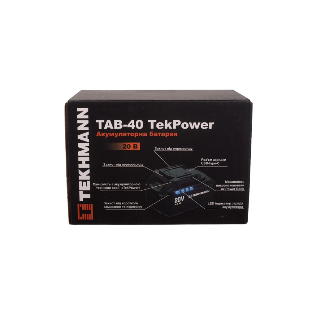 Акумулятор до електроінструменту Tekhmann TAB-40 TekPower Li-ion 4Ah (854609) - изображение 3