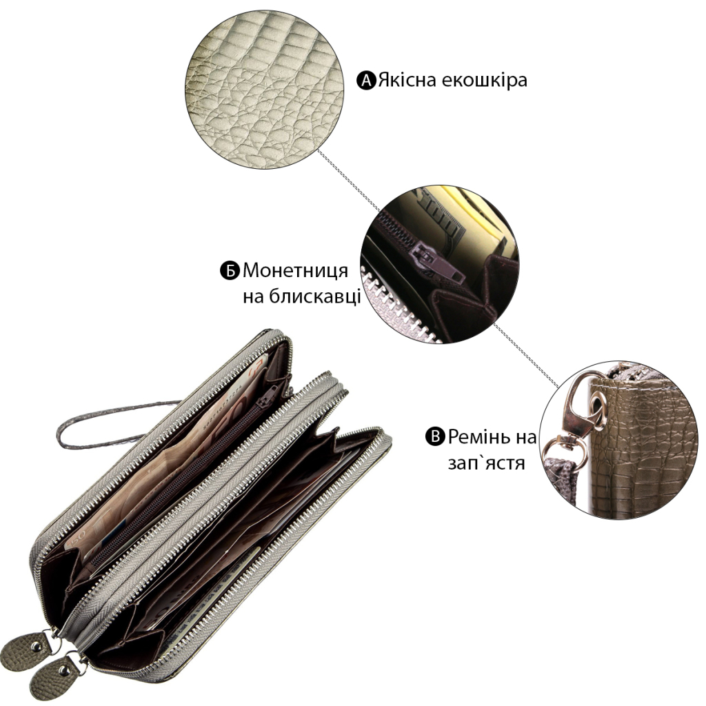 Гаманець Kivi З екошкіри Сірий (19024) - зображення 5