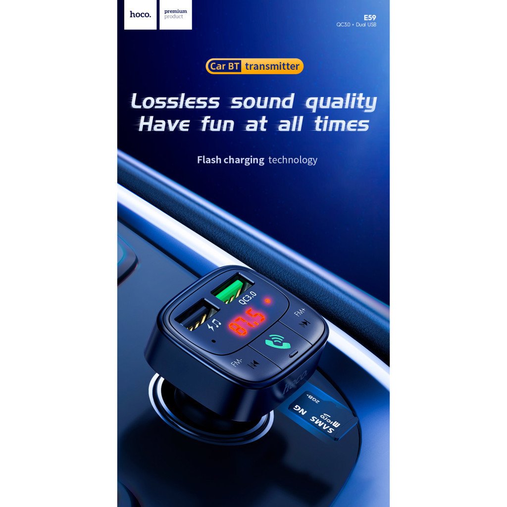 FM модулятор HOCO E59, Black, Box (E59) - изображение 7