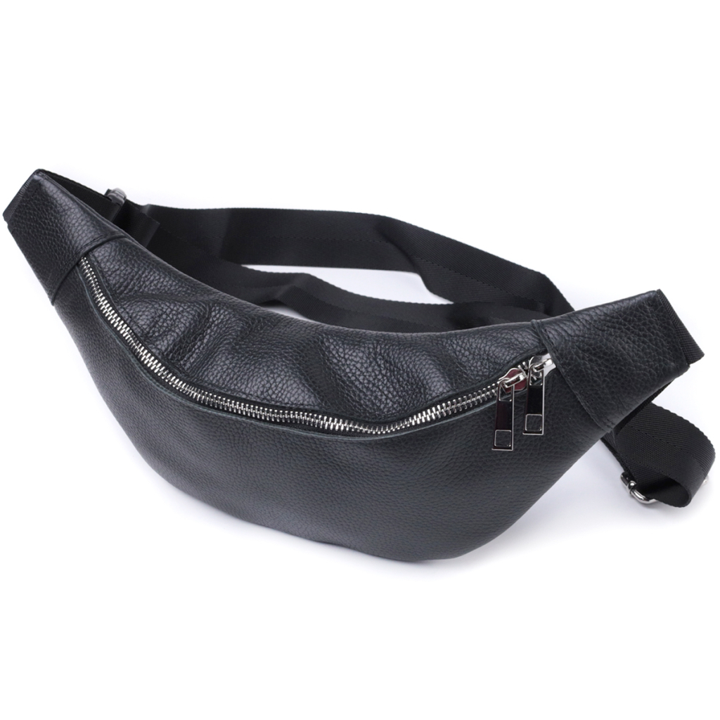 Сумка Shvigel Бананка унісекс з натуральної шкіри Чорна (22824) - зображення 1