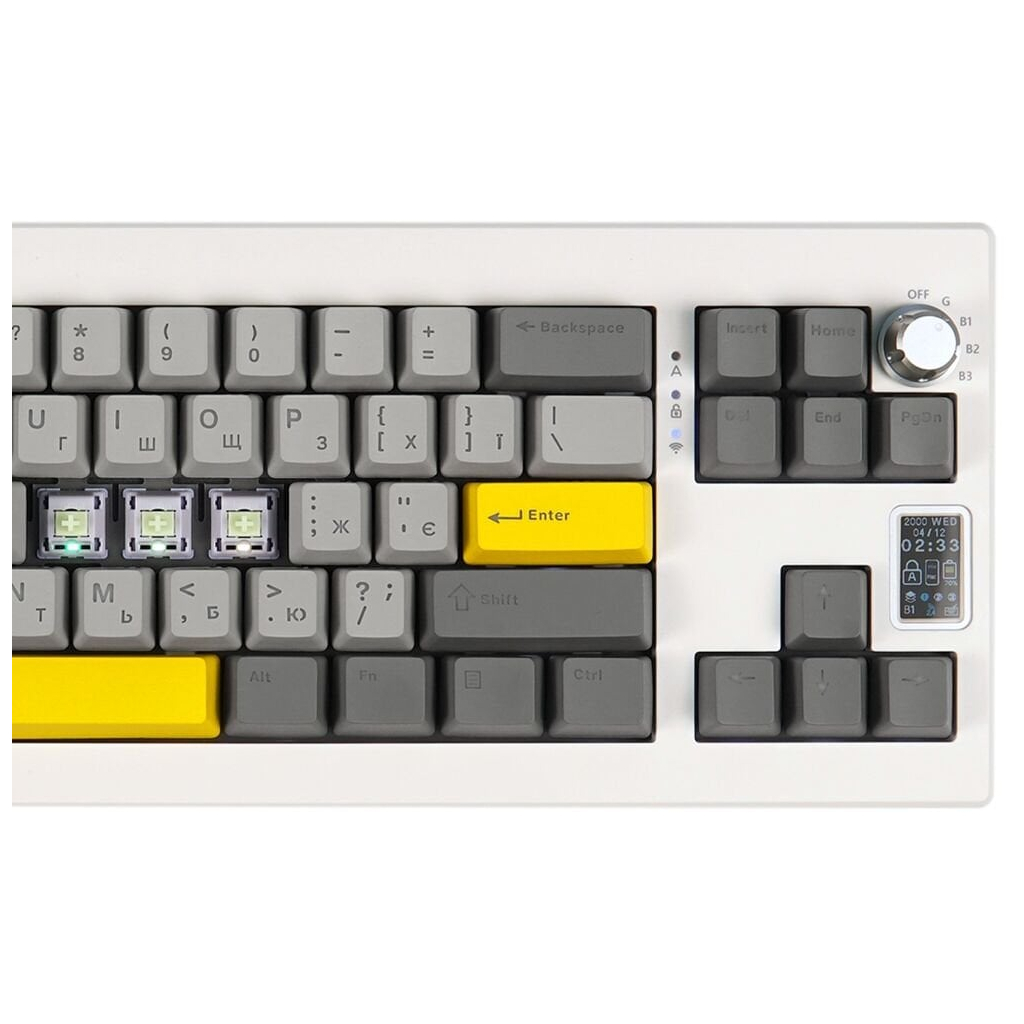 Клавіатура Epomaker Shadow-X 70 Wisteria Linear Switch Hot-Swap LCD Screen RGB Wireless/Bluetooth/USB UA White (SHX-W-WL) - зображення 2