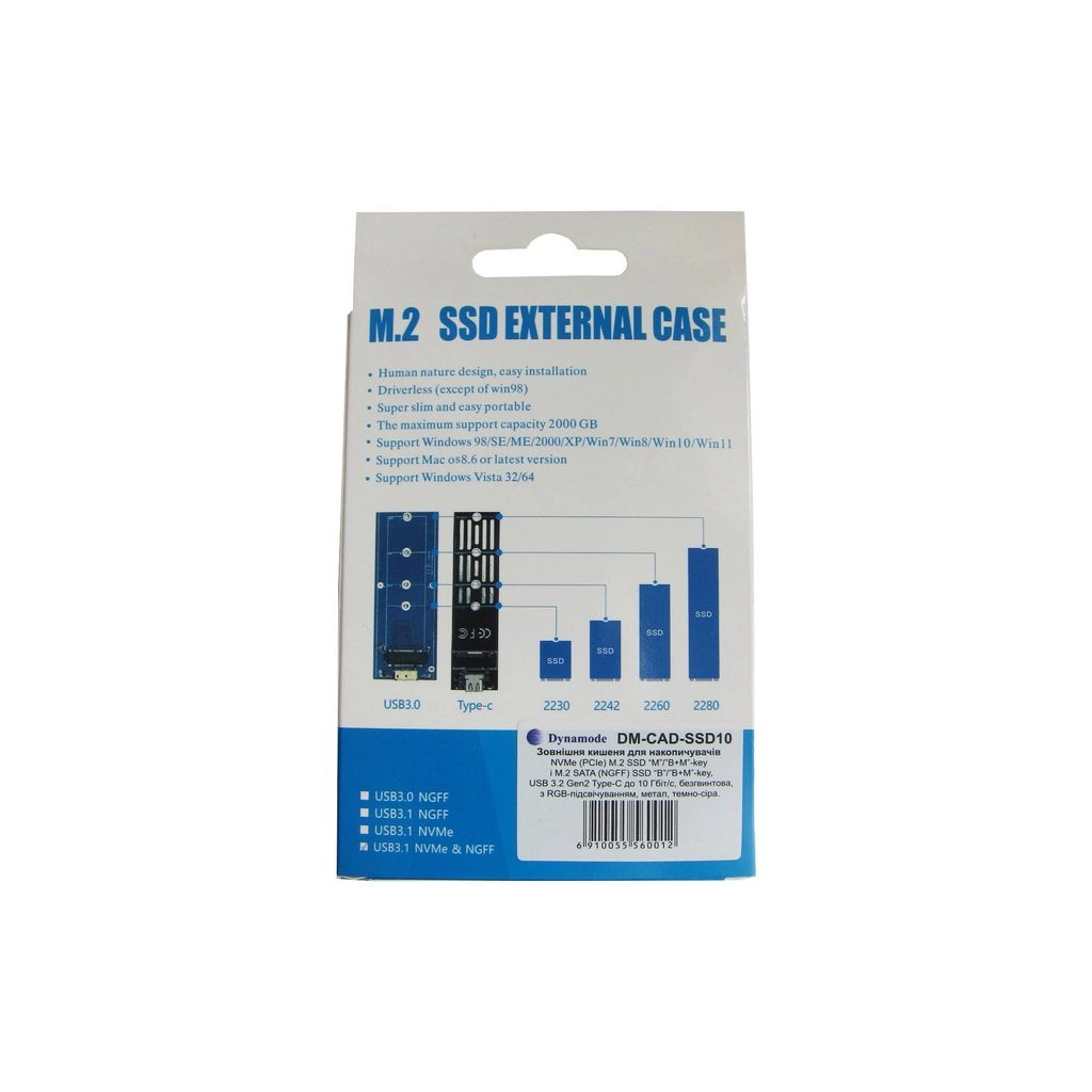 Кишеня зовнішня Dynamode M.2 SSD NVMe/SATA combo USB3.2 GEN2 Type-C aluminium black (DM-CAD-SSD10) - зображення 9