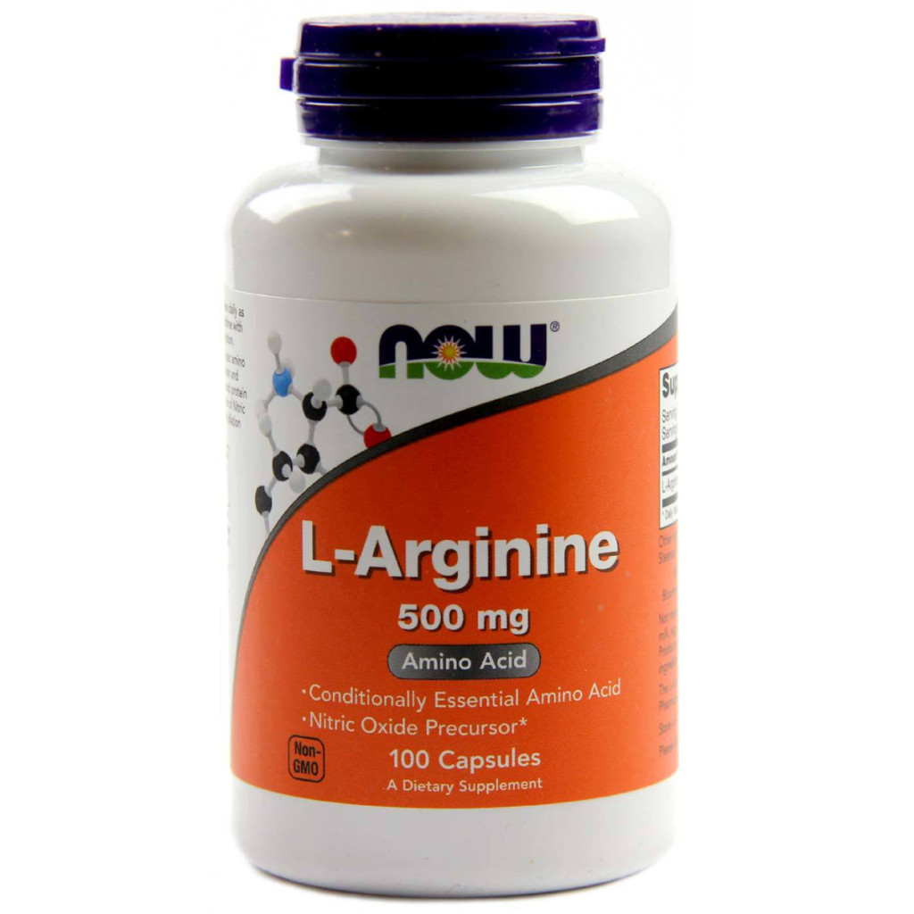 Амінокислота Now Foods L-Аргінін, L-Arginine, 500 мг, 100 капсул (NOW-00030) - зображення 1