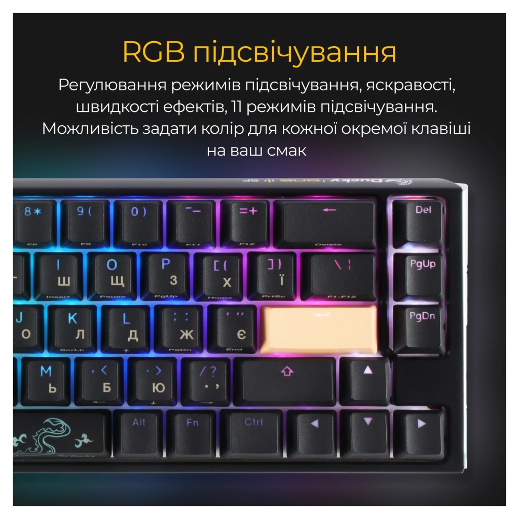 Клавіатура Ducky One 3 SF Cherry MX Red RGB UA USB Black (DKON2167ST-RUAPXCLAWSC1) - зображення 3