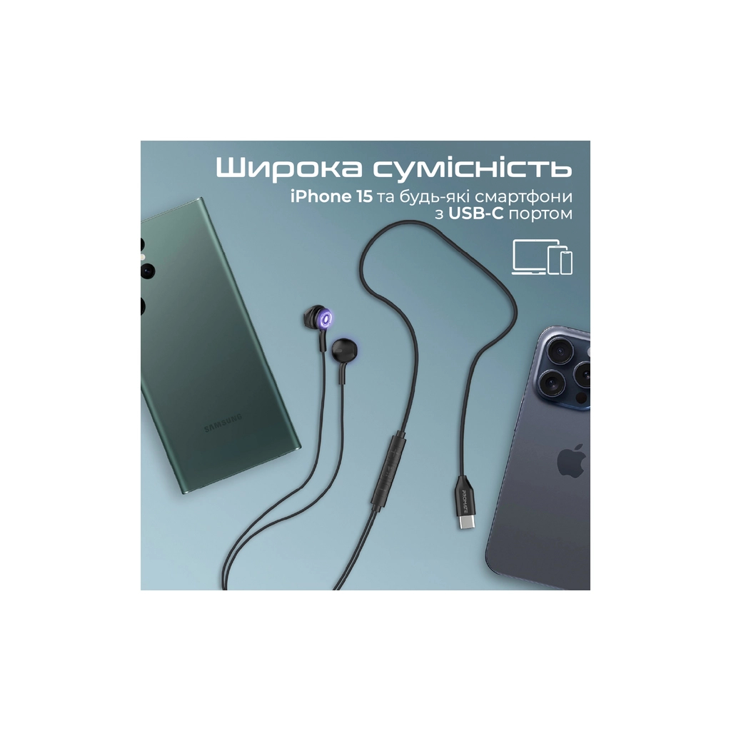 Навушники Promate LumiBuds-C Black (lumibuds-c.black) - зображення 9