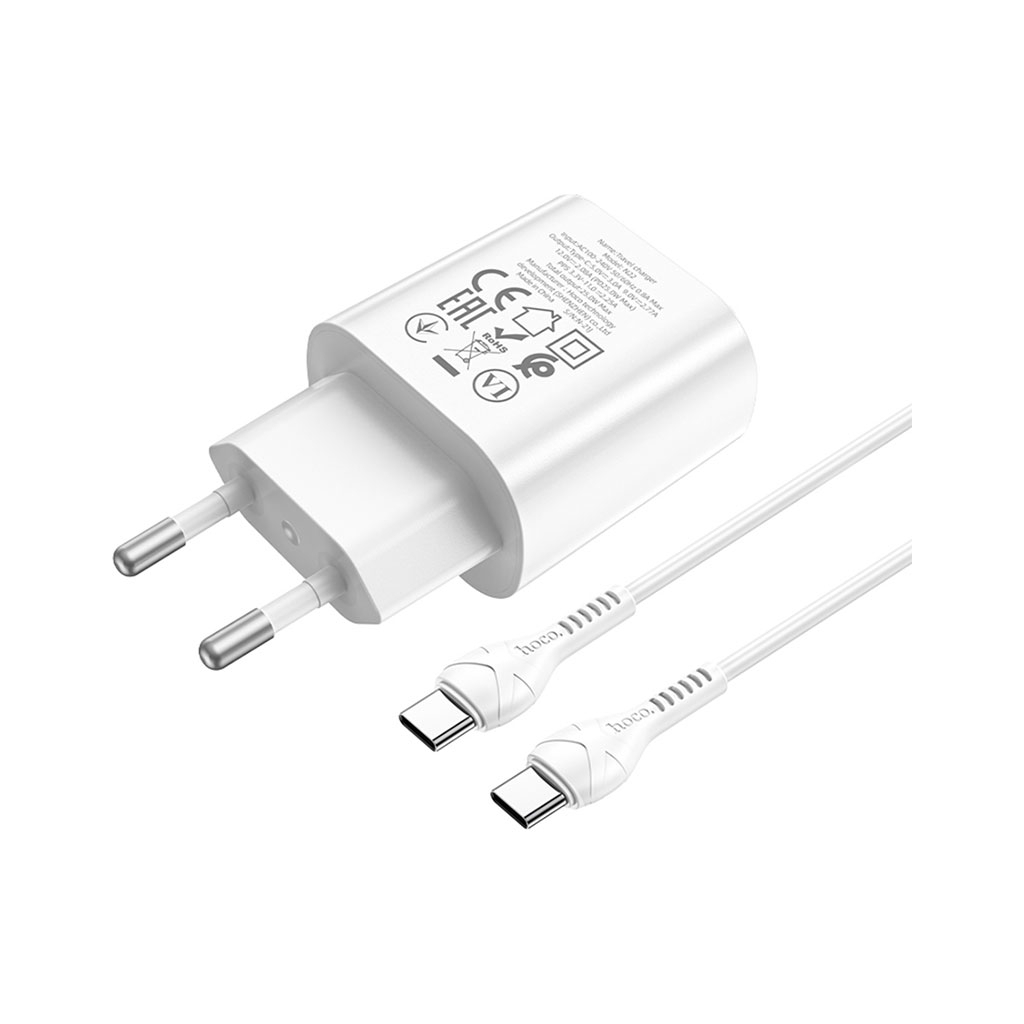 Зарядний пристрій HOCO N22 Jetta USB-C PD25W + cable USB-C to USB-C White (6931474760081) - зображення 3