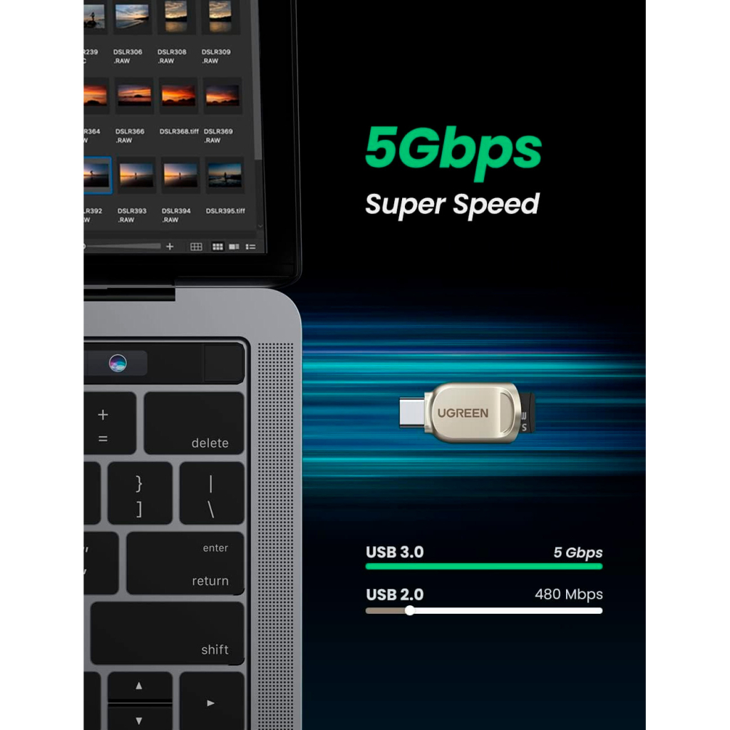 Зчитувач флеш-карт UGREEN USB-C to TF 3.0 CM331 Light Golden (80124) - зображення 5