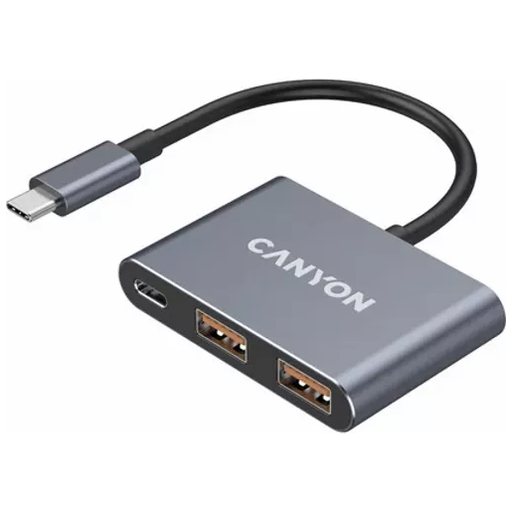 Концентратор Canyon hub DS-3 3in1 USB-C Dark Grey (CNS-TDS3) - изображение 1